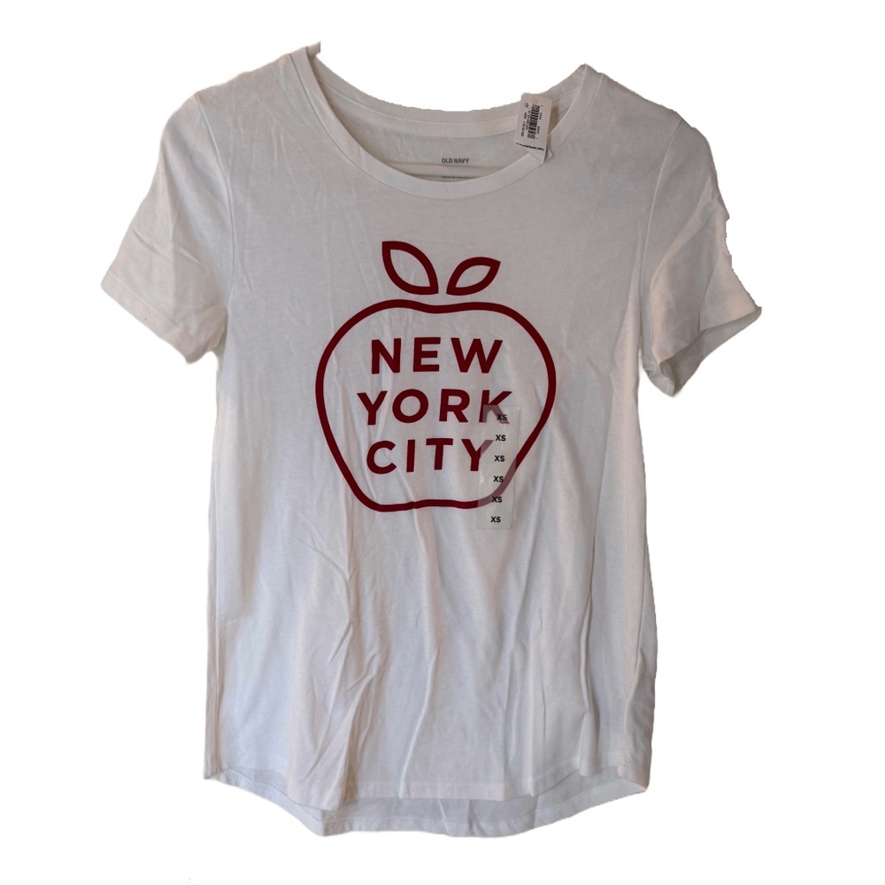 NWT Old Navy White Tee with New York City Apple Size XS